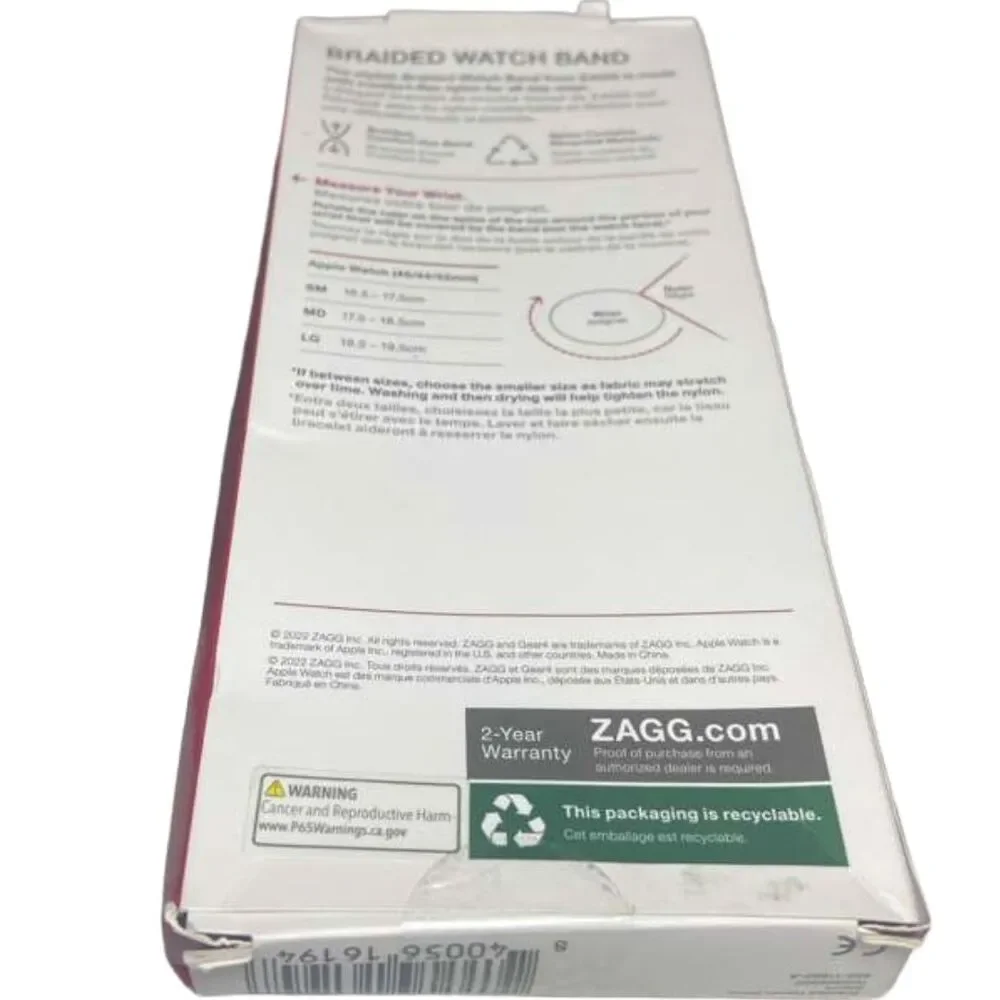 ZAGG Gear4 Braided Apple Watch Band Gray Storm 45/44/42mm Medium Open Box